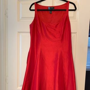 Lauren Ralph Lauren 100% silk red cocktail dress